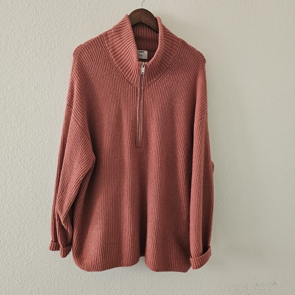 Old Navy Half Zip Sweater Size 2X Mauve Shaker Knit Pullover Warm Cozy Ribbed - Picture 1 of 7